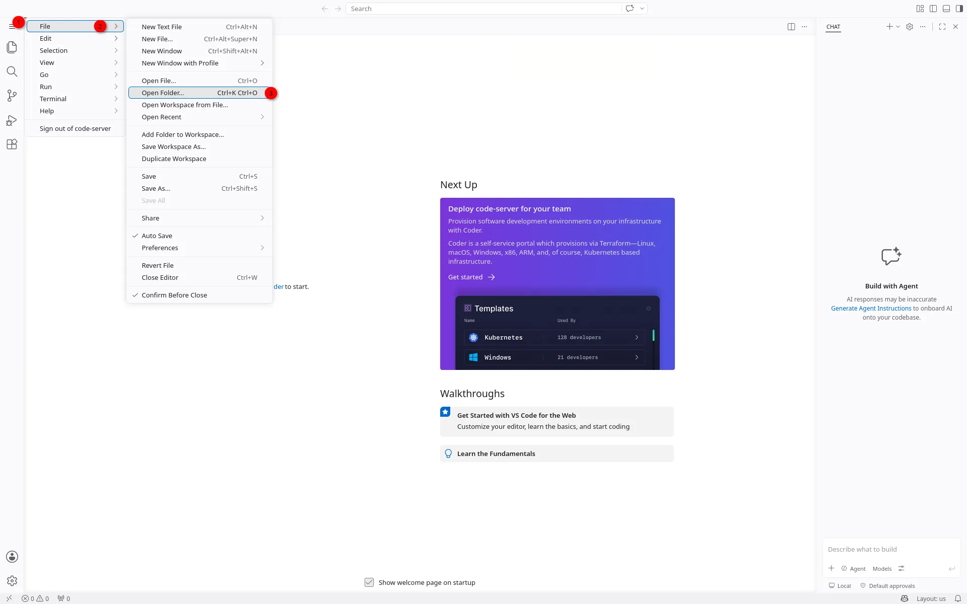 Entwicklungsumgebung; open file