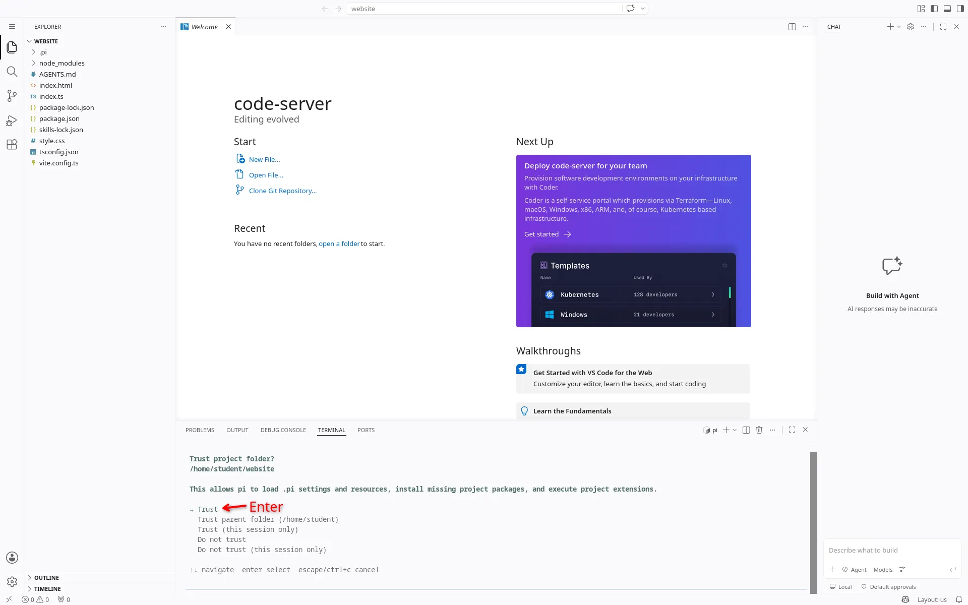 Coding-Agent pi.dev; Trust